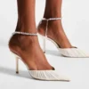 Décolleté Saeda 85 in tulle avorio con cristalli Décolleté Saeda 85 in tulle avorio con cristalli