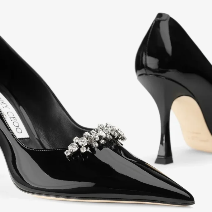 Decolleté Belinda 90 in pelle verniciata nera