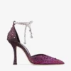 Decolleté in raso Stevie 100 Winter Bloom e Violet Orchid Mix con cristalli sfumati