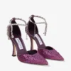 Decolleté in raso Stevie 100 Winter Bloom e Violet Orchid Mix con cristalli sfumati