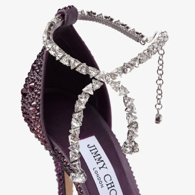 Decolleté in raso Stevie 100 Winter Bloom e Violet Orchid Mix con cristalli sfumati