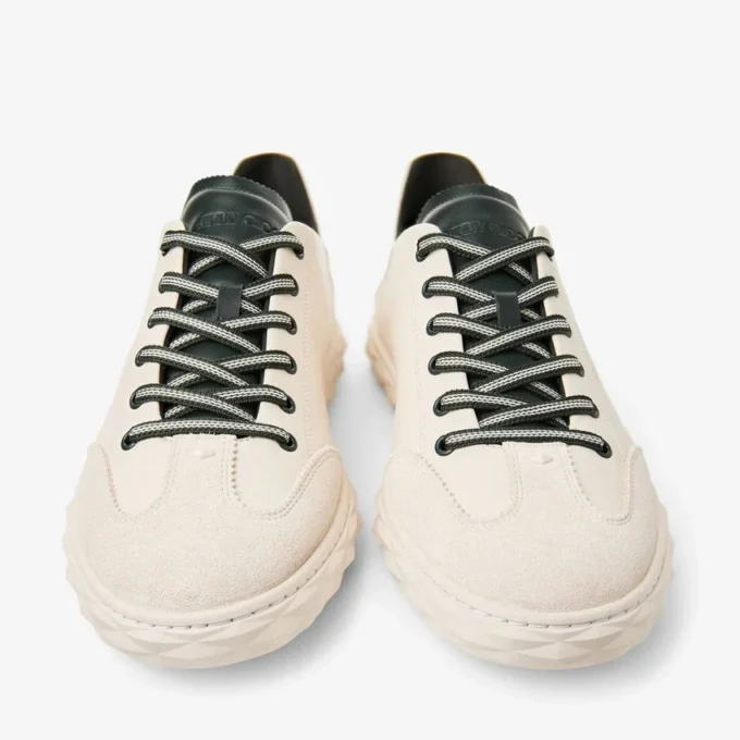 Diamond Flex M Sneakers basse in mix di pelle Latte e British Green Diamond Flex M Sneakers basse in mix di pelle Latte e British Green