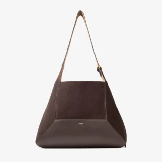 Diamond Hobo Borsa a tracolla media in pelle scamosciata color caffè