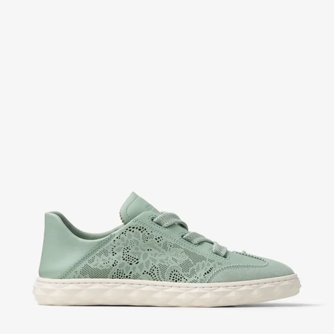 Diamond Light Flex F Sneakers basse con lacci in mix di pelle verde e pelle traforata Diamond Light Flex F Sneakers basse con lacci in mix di pelle verde e pelle traforata