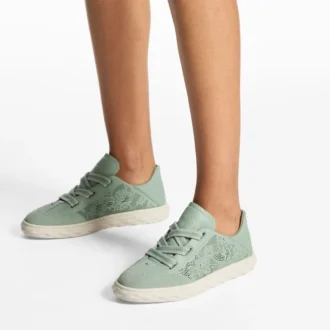 Diamond Light Flex F Sneakers basse con lacci in mix di pelle verde e pelle traforata