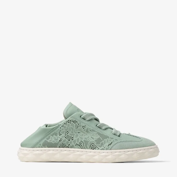 Diamond Light Flex F Sneakers basse con lacci in mix di pelle verde e pelle traforata Diamond Light Flex F Sneakers basse con lacci in mix di pelle verde e pelle traforata