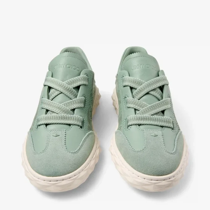 Diamond Light Flex F Sneakers basse con lacci in mix di pelle verde e pelle traforata Diamond Light Flex F Sneakers basse con lacci in mix di pelle verde e pelle traforata