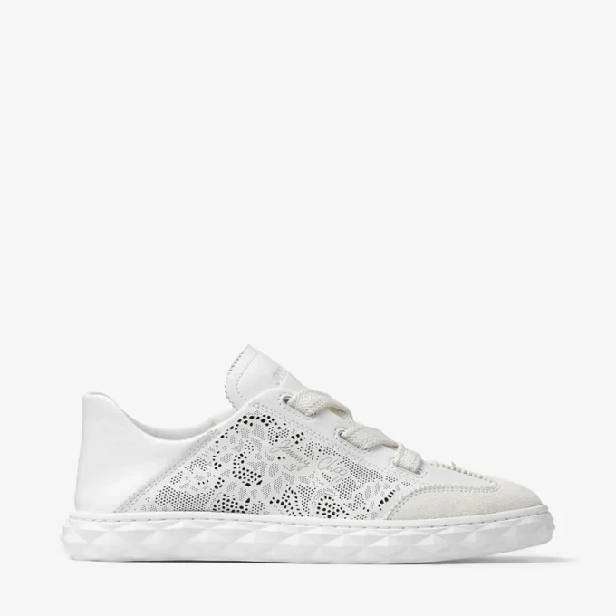 Diamond Light Flex F Sneakers basse in mix di pelle bianca e pelle traforata Diamond Light Flex F Sneakers basse in mix di pelle bianca e pelle traforata