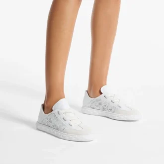 Diamond Light Flex F Sneakers basse in mix di pelle bianca e pelle traforata