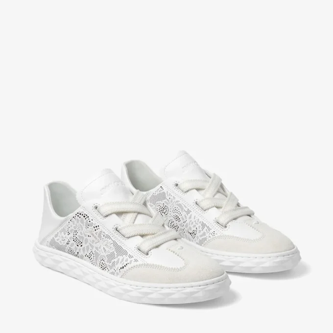 Diamond Light Flex F Sneakers basse in mix di pelle bianca e pelle traforata Diamond Light Flex F Sneakers basse in mix di pelle bianca e pelle traforata