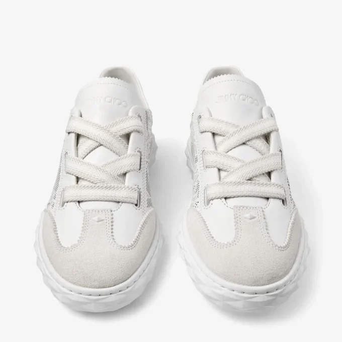 Diamond Light Flex F Sneakers basse in mix di pelle bianca e pelle traforata Diamond Light Flex F Sneakers basse in mix di pelle bianca e pelle traforata