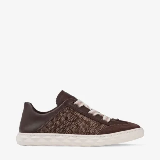 Diamond Light Flex F Sneakers in mix di pelle color cioccolato e latte e raffia pregiata Diamond Light Flex F Sneakers in mix di pelle color cioccolato e latte e raffia pregiata
