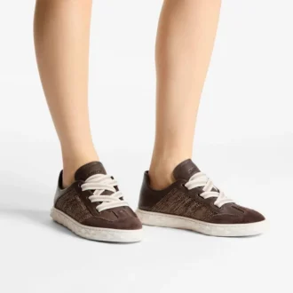 Diamond Light Flex F Sneakers in mix di pelle color cioccolato e latte e raffia pregiata Diamond Light Flex F Sneakers in mix di pelle color cioccolato e latte e raffia pregiata