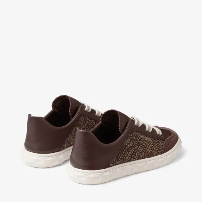 Diamond Light Flex F Sneakers in mix di pelle color cioccolato e latte e raffia pregiata