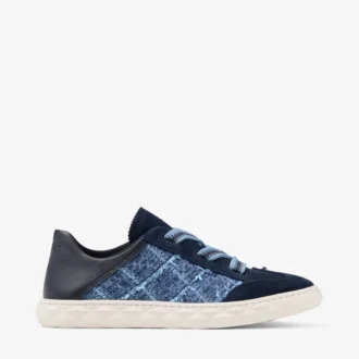 Diamond Light Flex F Sneakers in mix di pelle color marine e denim a trama incrociata Diamond Light Flex F Sneakers in mix di pelle color marine e denim a trama incrociata