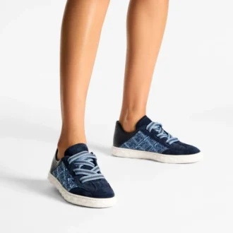 Diamond Light Flex F Sneakers in mix di pelle color marine e denim a trama incrociata Diamond Light Flex F Sneakers in mix di pelle color marine e denim a trama incrociata