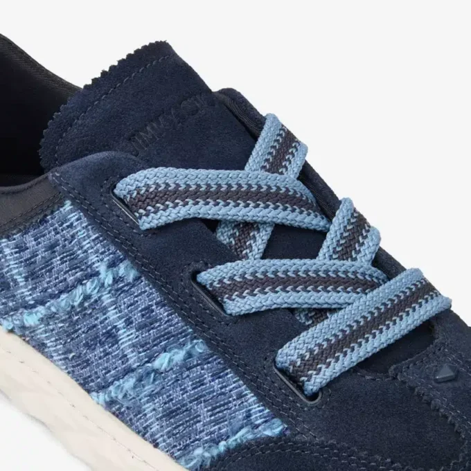 Diamond Light Flex F Sneakers in mix di pelle color marine e denim a trama incrociata