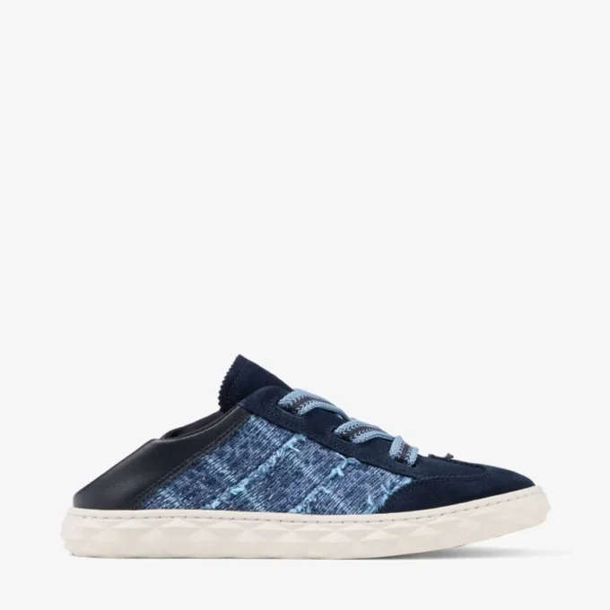Diamond Light Flex F Sneakers in mix di pelle color marine e denim a trama incrociata