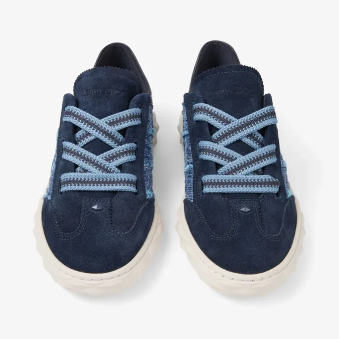 Diamond Light Flex F Sneakers in mix di pelle color marine e denim a trama incrociata