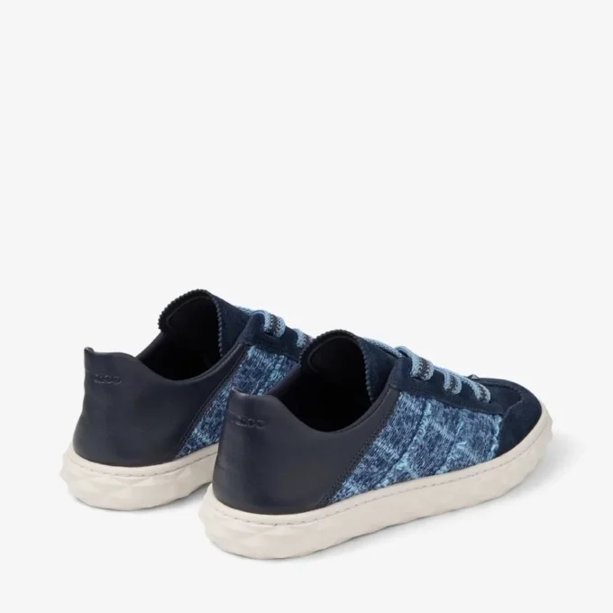 Diamond Light Flex F Sneakers in mix di pelle color marine e denim a trama incrociata