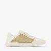 Diamond Light Flex F Sneakers in mix di pelle oro e latte e mesh intrecciato metallizzato