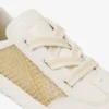 Diamond Light Flex F Sneakers in mix di pelle oro e latte e mesh intrecciato metallizzato