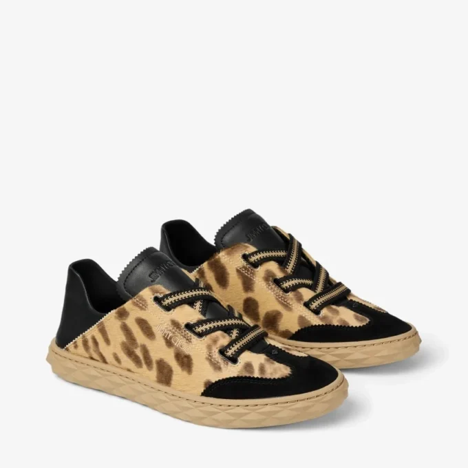 Diamond Light Flex F Sneakers in pelle di cavallino con stampa leopardata