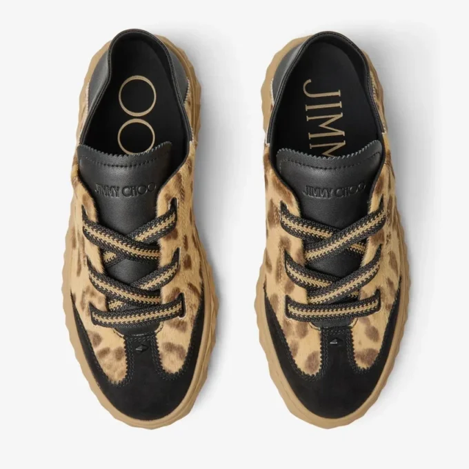 Diamond Light Flex F Sneakers in pelle di cavallino con stampa leopardata