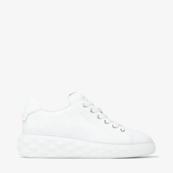Diamond Light Maxi F Sneakers basse in pelle nappa bianca con suola a zeppa