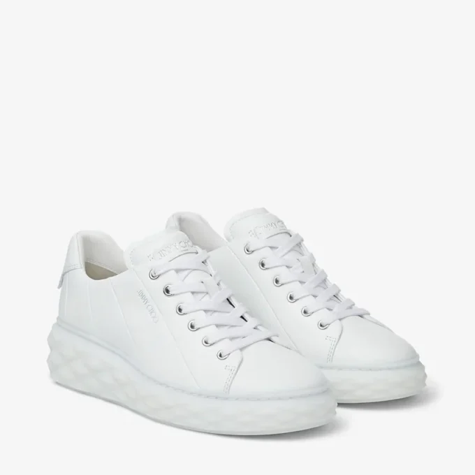 Diamond Light Maxi F Sneakers basse in pelle nappa bianca con suola a zeppa