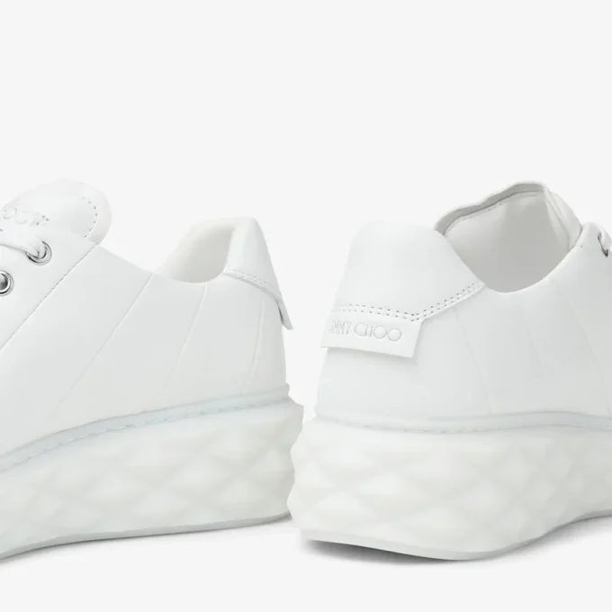 Diamond Light Maxi F Sneakers basse in pelle nappa bianca con suola a zeppa