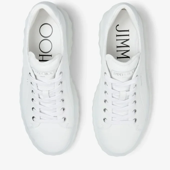 Diamond Light Maxi F Sneakers basse in pelle nappa bianca con suola a zeppa