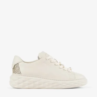 Diamond Light Maxi F Sneakers in pelle liscia color latte e glitter grossolani Diamond Light Maxi F Sneakers in pelle liscia color latte e glitter grossolani