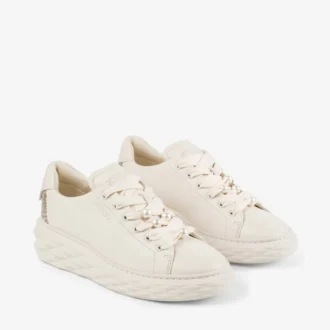 Diamond Light Maxi F Sneakers in pelle liscia color latte e glitter grossolani Diamond Light Maxi F Sneakers in pelle liscia color latte e glitter grossolani