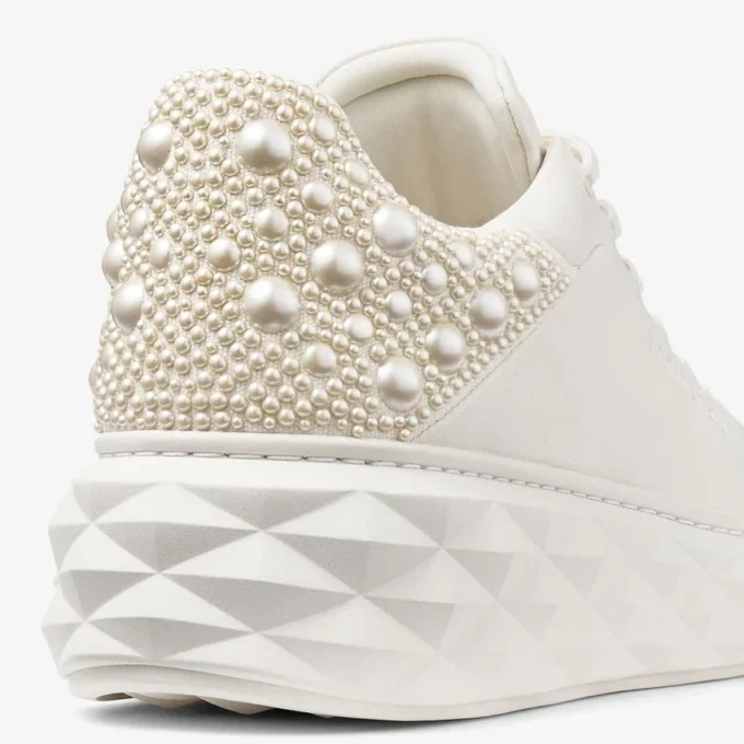 Diamond Maxi F Ii Latte Nappa Leather Pearl Trainers