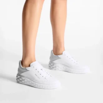 Diamond Maxi F II Sneakers in pelle nappa glitterata bianca e argento Diamond Maxi F II Sneakers in pelle nappa glitterata bianca e argento