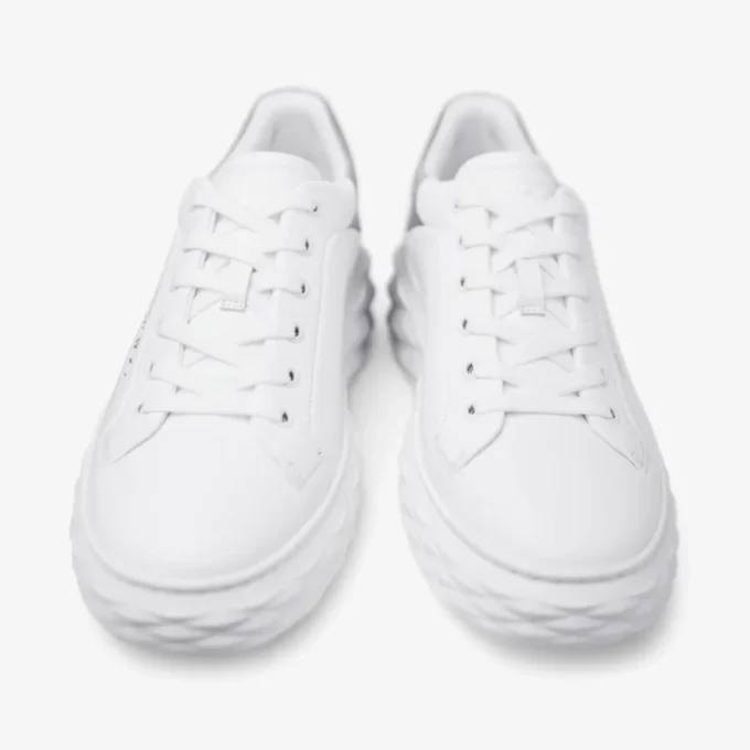 Diamond Maxi F II Sneakers in pelle nappa glitterata bianca e argento