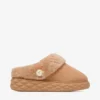 Diamond Maxi Mule F Mules in pelle scamosciata color caramello con shearling