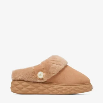 Diamond Maxi Mule F Mules in pelle scamosciata color caramello con shearling Diamond Maxi Mule F Mules in pelle scamosciata color caramello con shearling