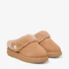Diamond Maxi Mule F Mules in pelle scamosciata color caramello con shearling