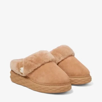 Diamond Maxi Mule F Mules in pelle scamosciata color caramello con shearling Diamond Maxi Mule F Mules in pelle scamosciata color caramello con shearling