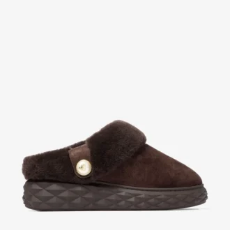 Diamond Maxi Mule F Mules in pelle scamosciata color cioccolato con shearling Diamond Maxi Mule F Mules in pelle scamosciata color cioccolato con shearling