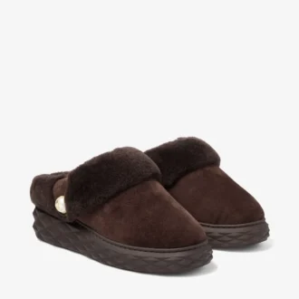 Diamond Maxi Mule F Mules in pelle scamosciata color cioccolato con shearling Diamond Maxi Mule F Mules in pelle scamosciata color cioccolato con shearling