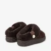 Diamond Maxi Mule F Mules in pelle scamosciata color cioccolato con shearling