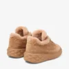 Diamond Maxi Retro F Sneakers basse in pelle scamosciata color caramello con pelliccia di montone