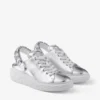 Diamond Sling Sneakers in pelle metallizzata argento con cinturino in cristallo
