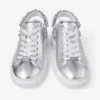 Diamond Sling Sneakers in pelle metallizzata argento con cinturino in cristallo