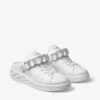 Diamond Sling Sneakers in pelle nappa bianca con cinturino in cristallo