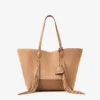 Diamond Tote Borsa tote media in pelle scamosciata color caramello con frange Diamond Tote Borsa tote media in pelle scamosciata color caramello con frange