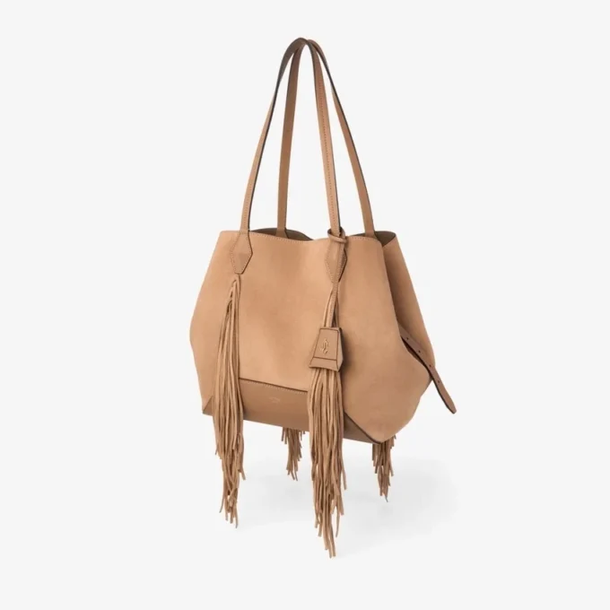 Diamond Tote Borsa tote media in pelle scamosciata color caramello con frange Diamond Tote Borsa tote media in pelle scamosciata color caramello con frange